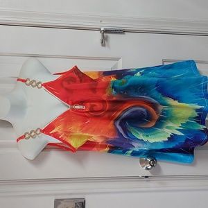 Colorful Zip Front Top